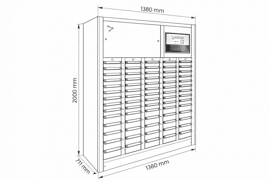 Abmessungen Schubladenregalsystem WS 75 150 Toolmanagement